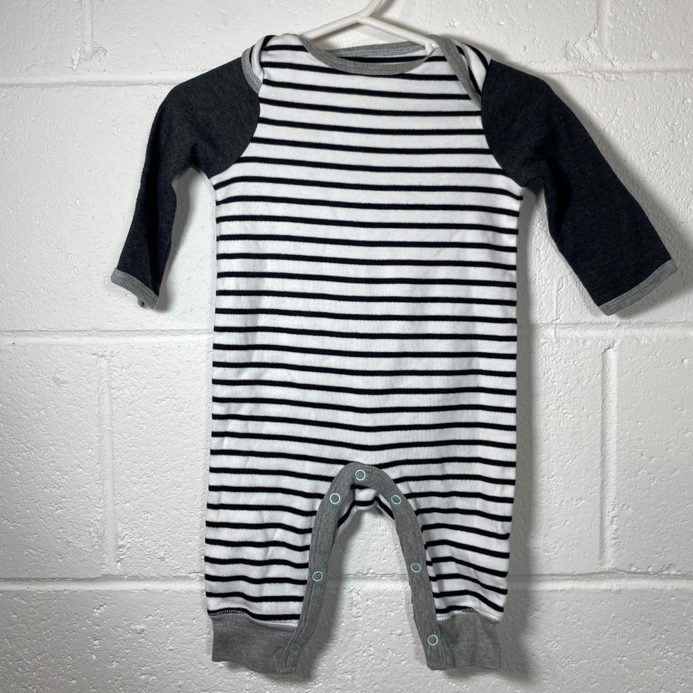 Cloud Island Black, Gray & White Striped Body Suit
